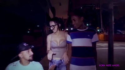 Young Brazilian girl fucked anally by a young man and a midget