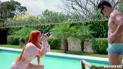 Brazilian babe with orange hair penetrated anally